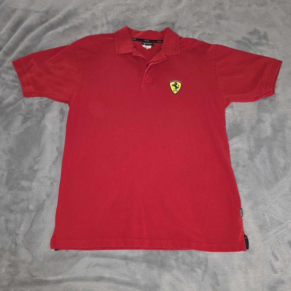 ✨Vintage Ferrari‎ Embroidered Polo Cotton Shirt Size Mens Large✨